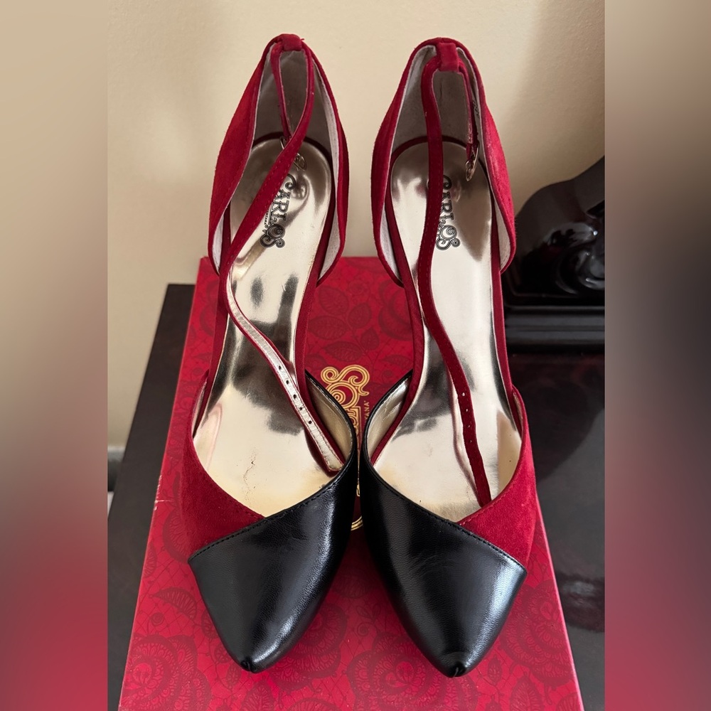 Carlos by Carlos Santana Elegant Red and Black Women's Heels